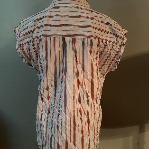 Abercrombie & Fitch Red White & Blue Striped Button Down Top coastal women’s L - Picture 3 of 5